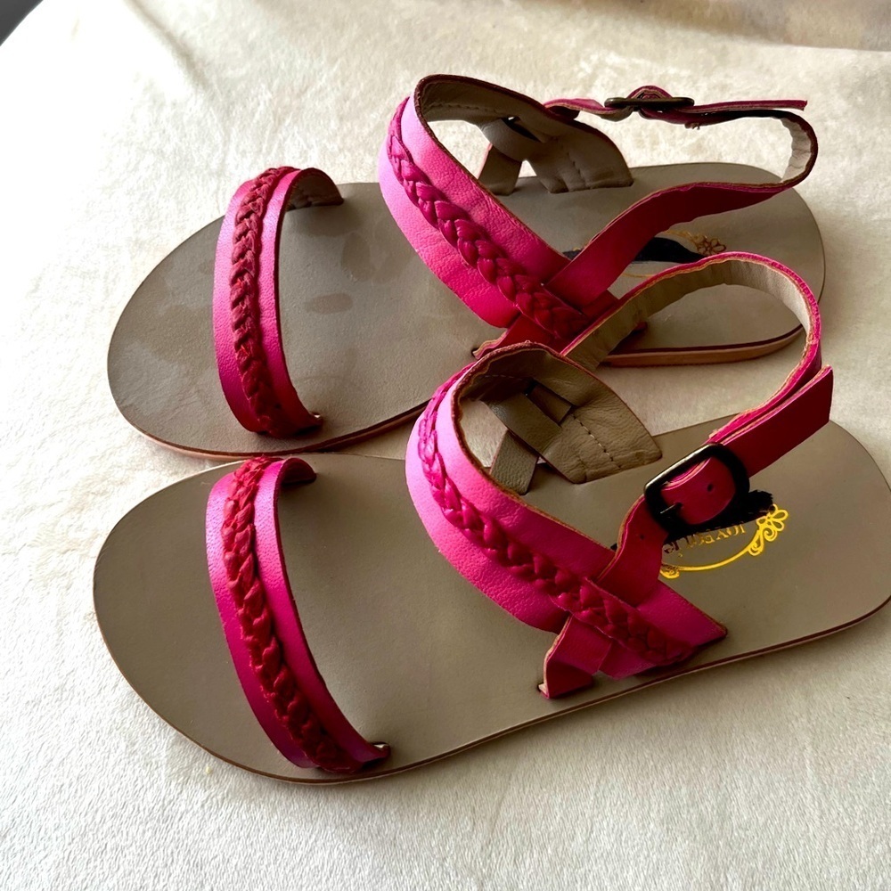 Joyfolie Pink Sandals Braided Straps NWOT- Size 13
